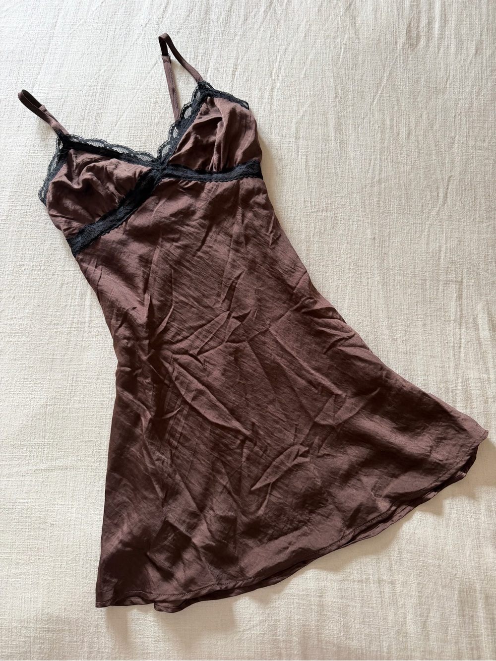 🤎 Wild Fable Chocolate Brown Satin Lace Slip Dress